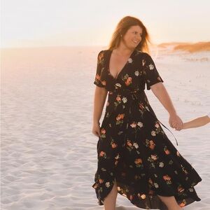 Floral wrap dress high low